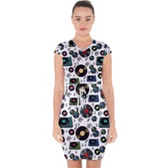 Records Vinyl Seamless Background Capsleeve Drawstring Dress  by Bangk1t