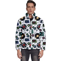 Records Vinyl Seamless Background Men s Puffer Bubble Jacket Coat by Bangk1t