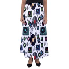 Records Vinyl Seamless Background Flared Maxi Skirt by Bangk1t