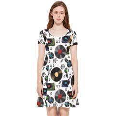 Records Vinyl Seamless Background Inside Out Cap Sleeve Dress by Bangk1t