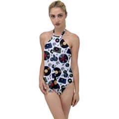 Records Vinyl Seamless Background Go With The Flow One Piece Swimsuit by Bangk1t