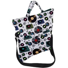 Records Vinyl Seamless Background Fold Over Handle Tote Bag by Bangk1t