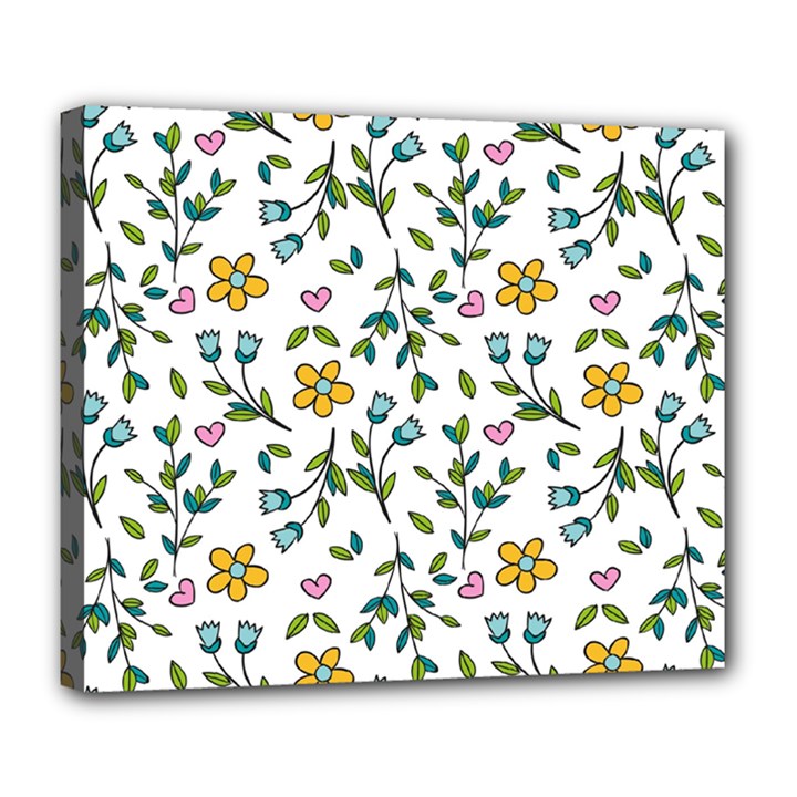 Flower Floral Pattern Deluxe Canvas 24  x 20  (Stretched)