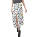 Flower Floral Pattern Velour Split Maxi Skirt View1