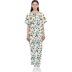 Flower Floral Pattern Batwing Lightweight Chiffon Jumpsuit by Bangk1t