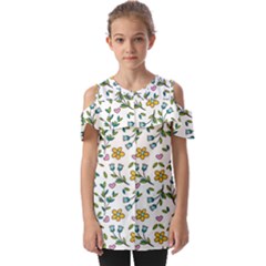 Flower Floral Pattern Fold Over Open Sleeve Top by Bangk1t