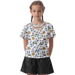 Flower Floral Pattern Kids  Front Cut Tee by Bangk1t