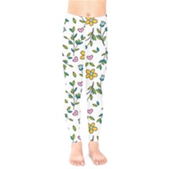 Flower Floral Pattern Kids  Classic Winter Leggings by Bangk1t