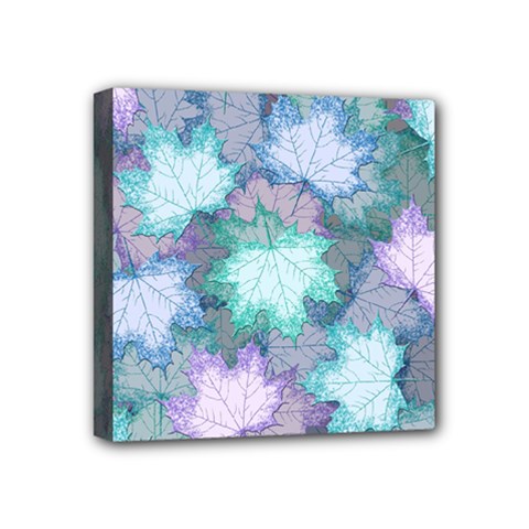 Leaves Glitter Background Winter Mini Canvas 4  X 4  (stretched) by Bangk1t