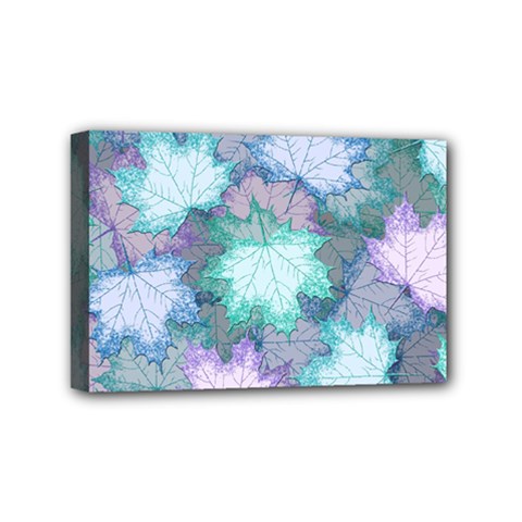 Leaves Glitter Background Winter Mini Canvas 6  X 4  (stretched) by Bangk1t