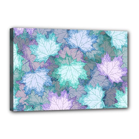 Leaves Glitter Background Winter Canvas 18  X 12  (stretched) by Bangk1t