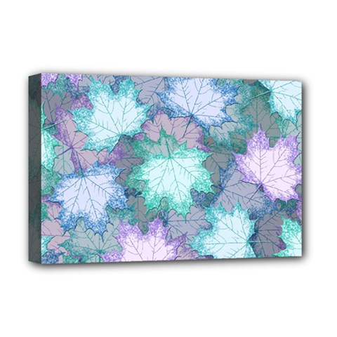 Leaves Glitter Background Winter Deluxe Canvas 18  X 12  (stretched) by Bangk1t