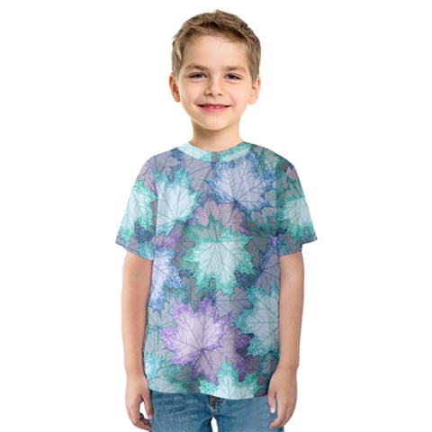 Leaves Glitter Background Winter Kids  Sport Mesh Tee by Bangk1t