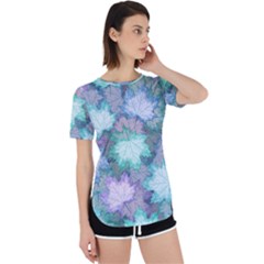 Leaves Glitter Background Winter Perpetual Short Sleeve T-shirt by Bangk1t