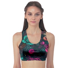 Roses Pink Teal Sports Bra by Bangk1t