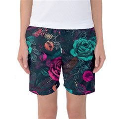 Roses Pink Teal Women s Basketball Shorts by Bangk1t