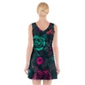 Roses Pink Teal V-Neck Sleeveless Dress View2