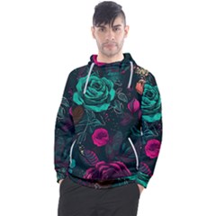 Roses Pink Teal Men s Pullover Hoodie