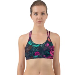 Roses Pink Teal Back Web Sports Bra by Bangk1t