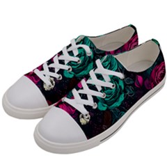 Roses Pink Teal Women s Low Top Canvas Sneakers by Bangk1t