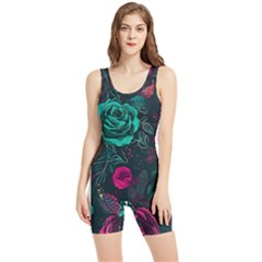 Roses Pink Teal Women s Wrestling Singlet by Bangk1t