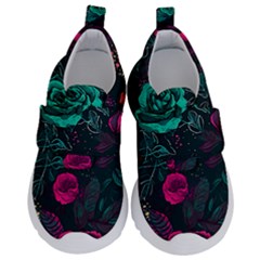 Roses Pink Teal Kids  Velcro No Lace Shoes by Bangk1t