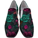 Roses Pink Teal Women Slip On Heel Loafers View1