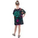 Roses Pink Teal Kids  One Piece Chiffon Dress View2