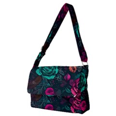 Roses Pink Teal Full Print Messenger Bag (m)