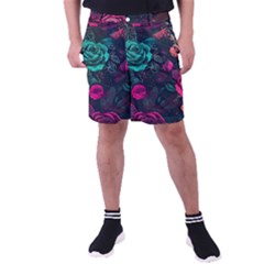 Roses Pink Teal Men s Pocket Shorts by Bangk1t