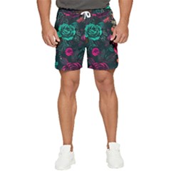 Roses Pink Teal Men s Runner Shorts by Bangk1t