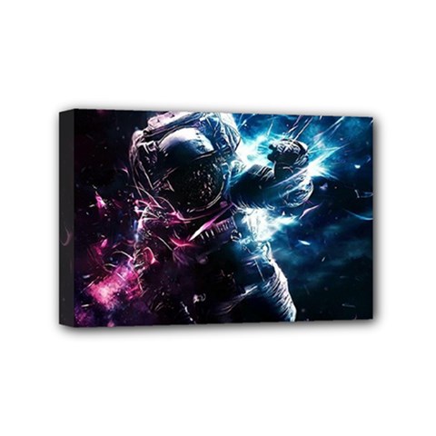 Psychedelic Astronaut Trippy Space Art Mini Canvas 6  X 4  (stretched) by Bangk1t