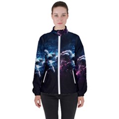 Psychedelic Astronaut Trippy Space Art Women s High Neck Windbreaker by Bangk1t