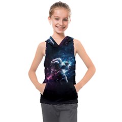 Psychedelic Astronaut Trippy Space Art Kids  Sleeveless Hoodie by Bangk1t