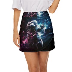 Psychedelic Astronaut Trippy Space Art Mini Front Wrap Skirt by Bangk1t