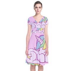 Unicorn Stitch Short Sleeve Front Wrap Dress by Bangk1t