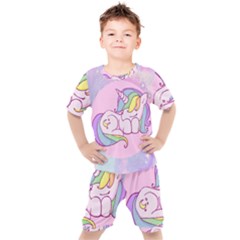 Unicorn Stitch Kids  Tee And Shorts Set by Bangk1t