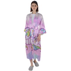 Unicorn Stitch Maxi Satin Kimono by Bangk1t