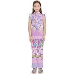 Unicorn Stitch Kids  Sleeveless Ruffle Edge Band Collar Chiffon One Piece by Bangk1t