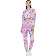 Unicorn Stitch Cropped Zip Up Lounge Set by Bangk1t