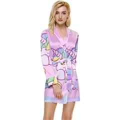 Unicorn Stitch Long Sleeve Satin Robe by Bangk1t