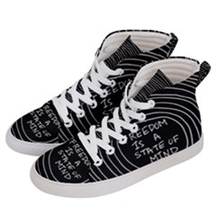 Psychedelic Art Freedom Is A State Of Mind Trippy Quotes Men s Hi-top Skate Sneakers