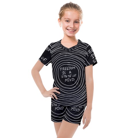 Psychedelic Art Freedom Is A State Of Mind Trippy Quotes Kids  Mesh Tee And Shorts Set by Bangk1t