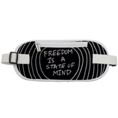 Psychedelic Art Freedom Is A State Of Mind Trippy Quotes Rounded Waist Pouch by Bangk1t