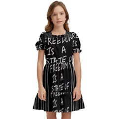 Psychedelic Art Freedom Is A State Of Mind Trippy Quotes Kids  Puff Sleeved Dress by Bangk1t