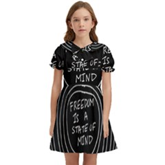 Psychedelic Art Freedom Is A State Of Mind Trippy Quotes Kids  Bow Tie Puff Sleeve Dress by Bangk1t