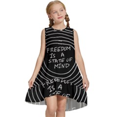 Psychedelic Art Freedom Is A State Of Mind Trippy Quotes Kids  Frill Swing Dress by Bangk1t