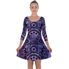 Hamsa Hand Quarter Sleeve Skater Dress by Bangk1t