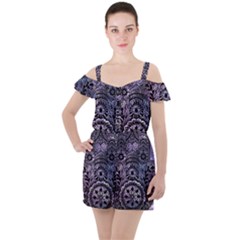 Hamsa Hand Ruffle Cut Out Chiffon Playsuit by Bangk1t