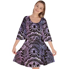 Hamsa Hand Velour Kimono Dress by Bangk1t